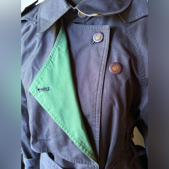 Misty harbor navy and green plain trench coat with removable liner size 8 - Picture 8 of 12